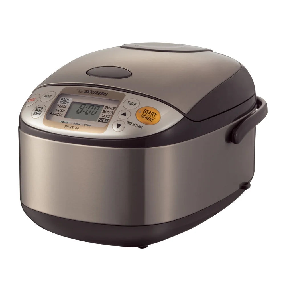 5.5-Cup Stainless Brown Rice Cooker and Warmer with Bowl and Spoon H268