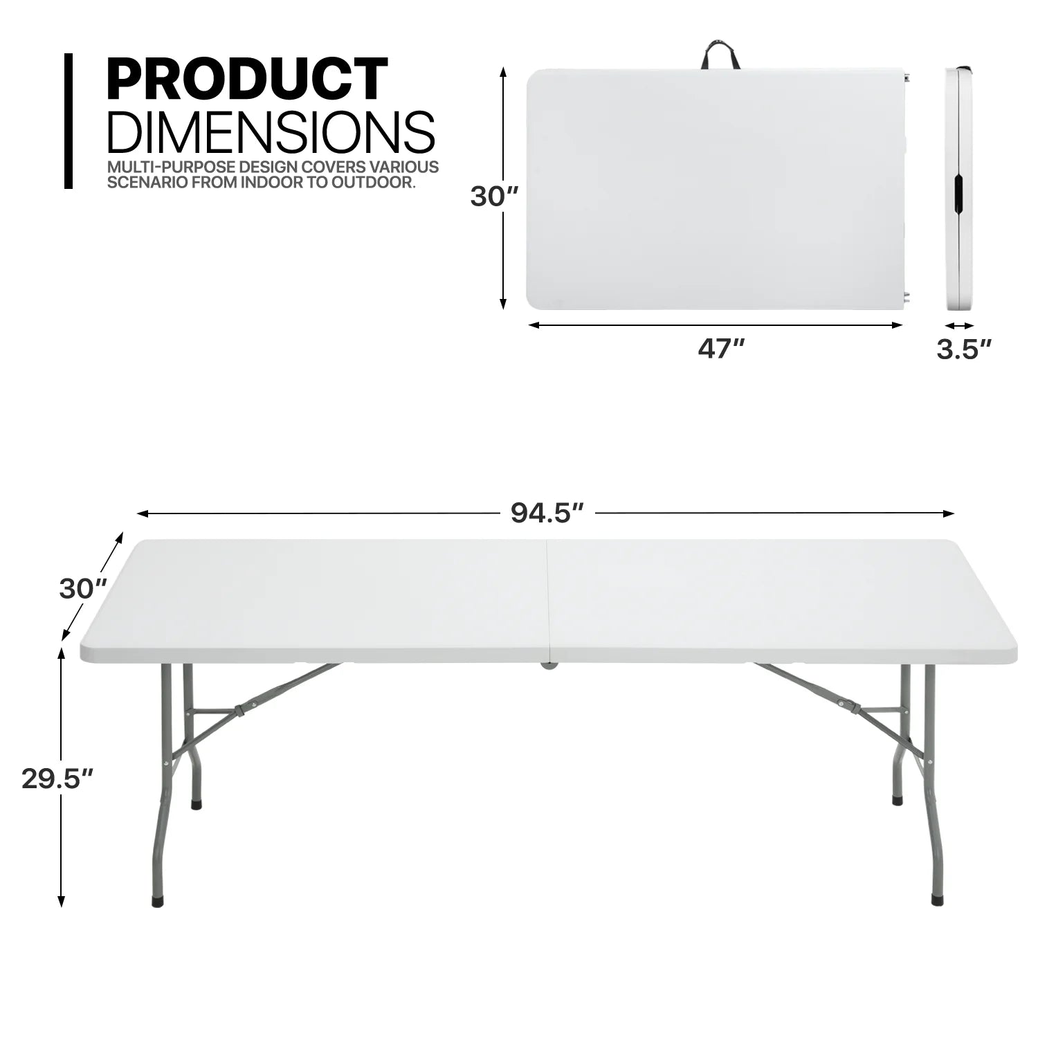 11 Pieces Heavy Duty Utility 8 Ft Folding Plastic Dining Table with Handle and Chair Set Q9539