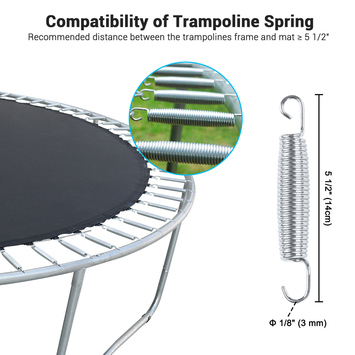5.5" Heavy Duty Replacement Trampoline Springs (Pack of 20) W23472
