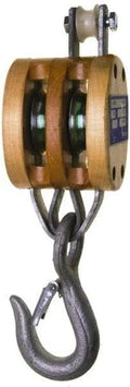 Shell Block Single Sheave, 3-1/2 inch Outside Diameter, Fibrous Rope, 3/4 inch Diameter, Wood G113583