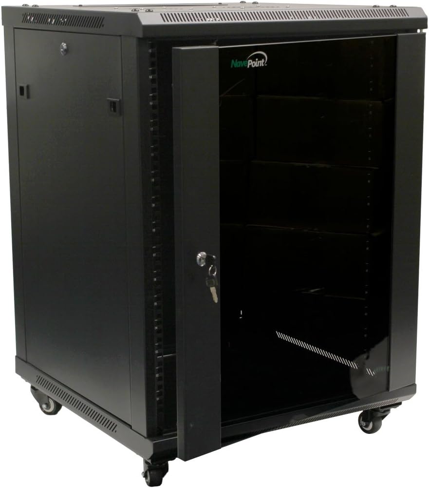 15U Wall Mount Server Cabinet 24-inch Depth Glass Door C346635