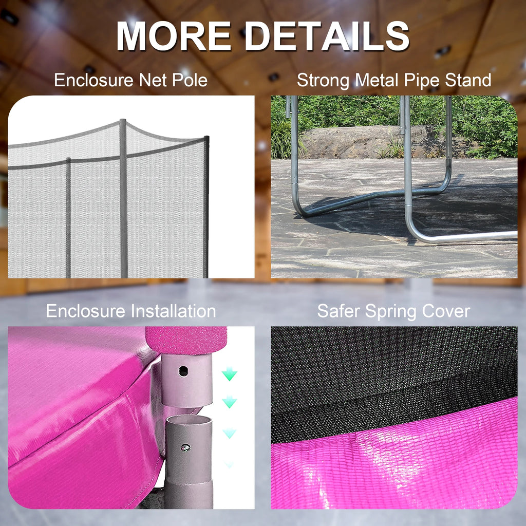 14 ft Rectangle Trampoline with Enclosure Net and PVC Spring Cover Padding U135129