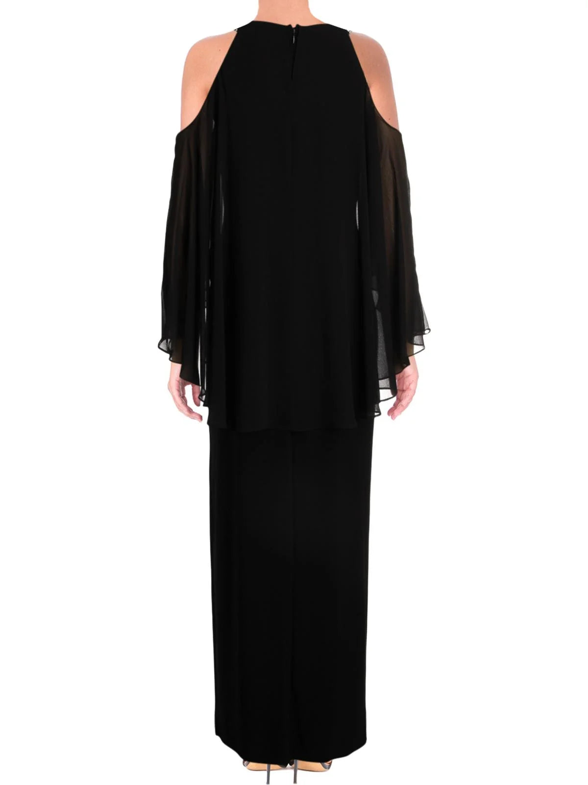 Beaded Cold-Shoulder Gown Y814