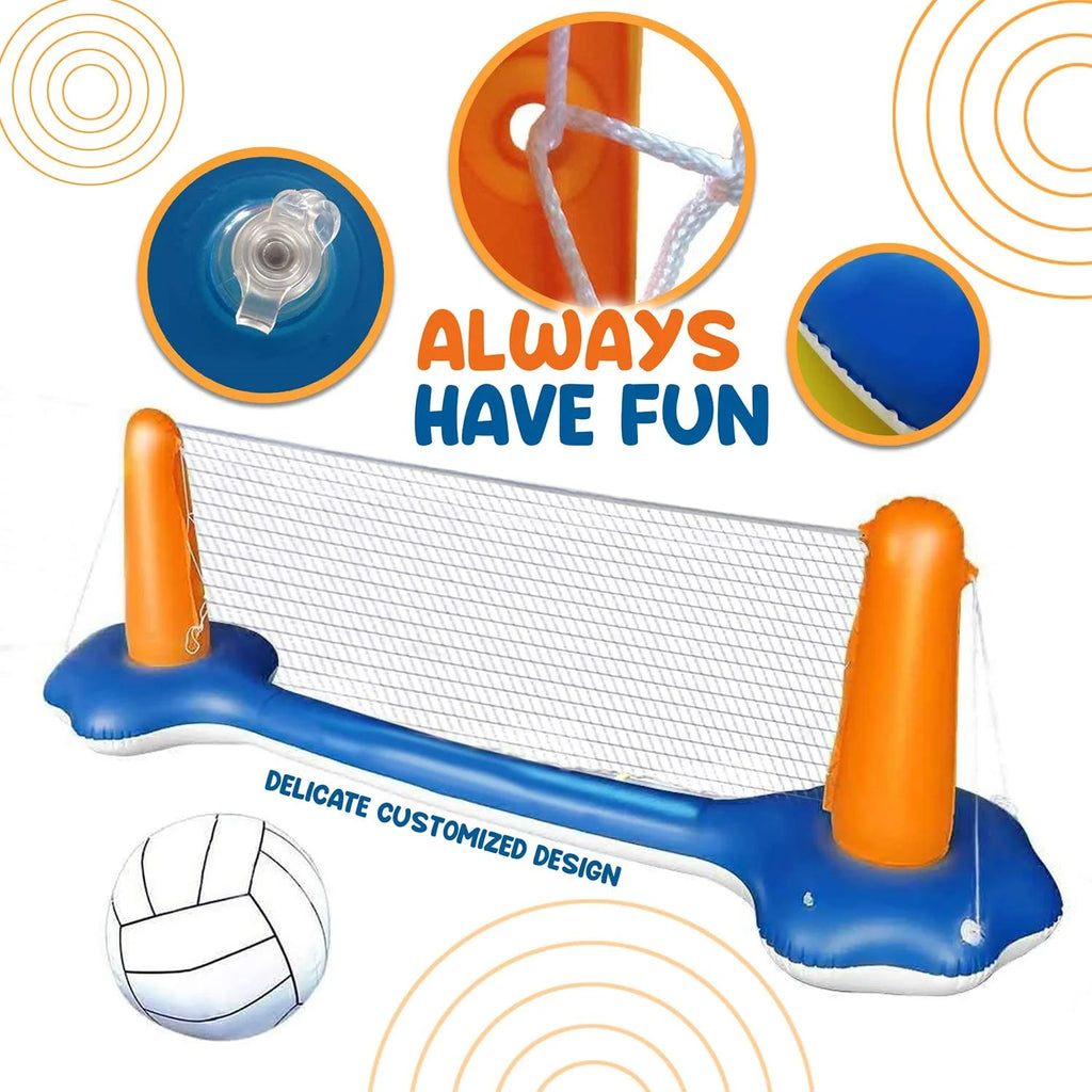 2-in-1 Inflatable Pool Basketball Hoop and Volleyball Set with Pool Net, Weight Bags I552