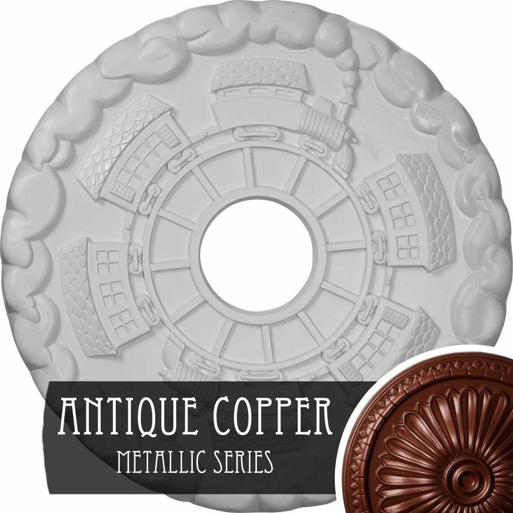 18 1/2x22OD x 3 7/8x22ID x 1x22P Hand-Painted Ceiling Medallion V30566