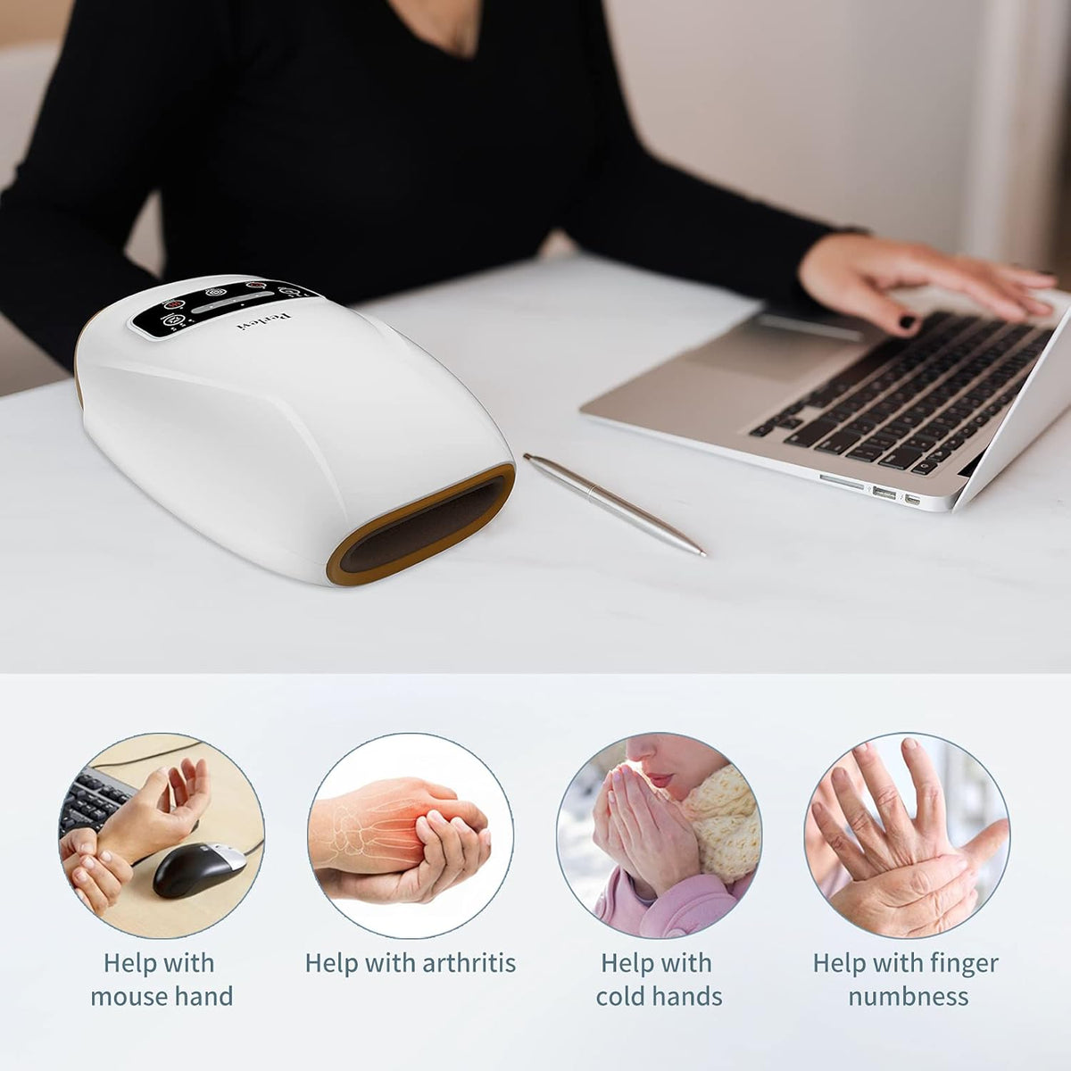 Cordless Electric Hand Massager with Heat and Air Compression M497