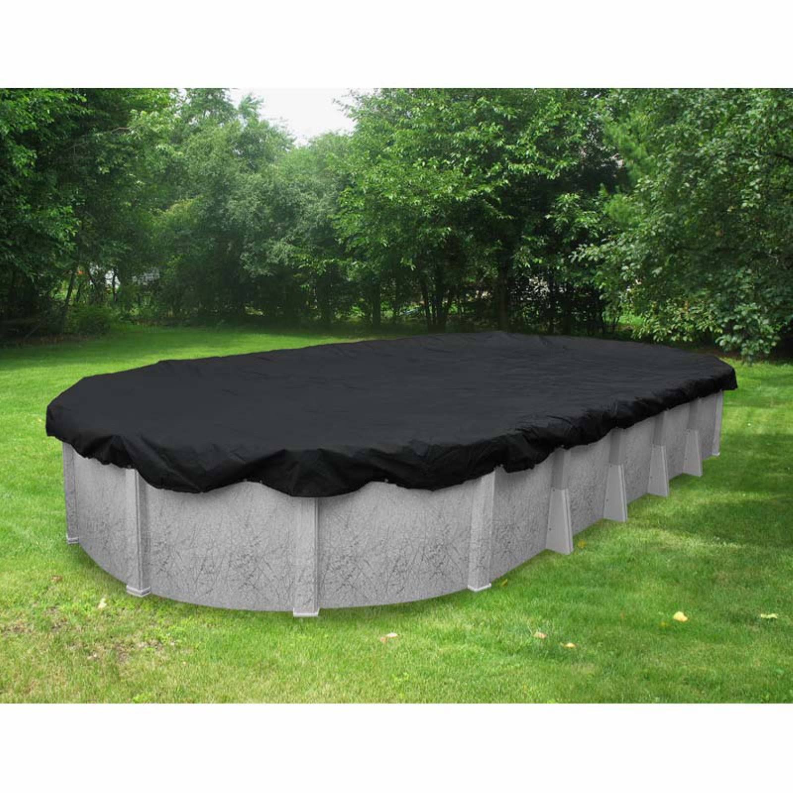Black Mesh Heavy-Duty Winter Cover for Oval Above-Ground Swimming Pools V11444