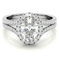 1Ct Oval Halo Split Shank Moissanite 925 Silver Sterling Engagement Ring S2362