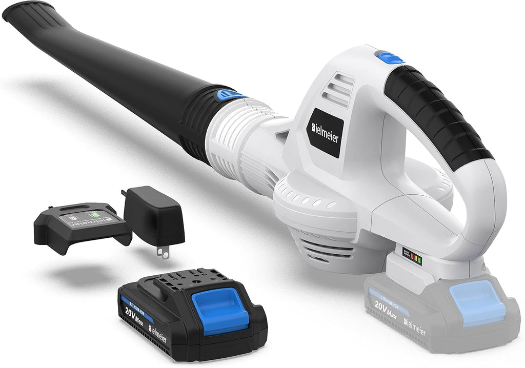 Cordless 20V MAX Lithium Battery Electric Leaf Blower Light Duty 150 MPH 2.0 Ah Battery & Charger Included Pack of 2 O570033