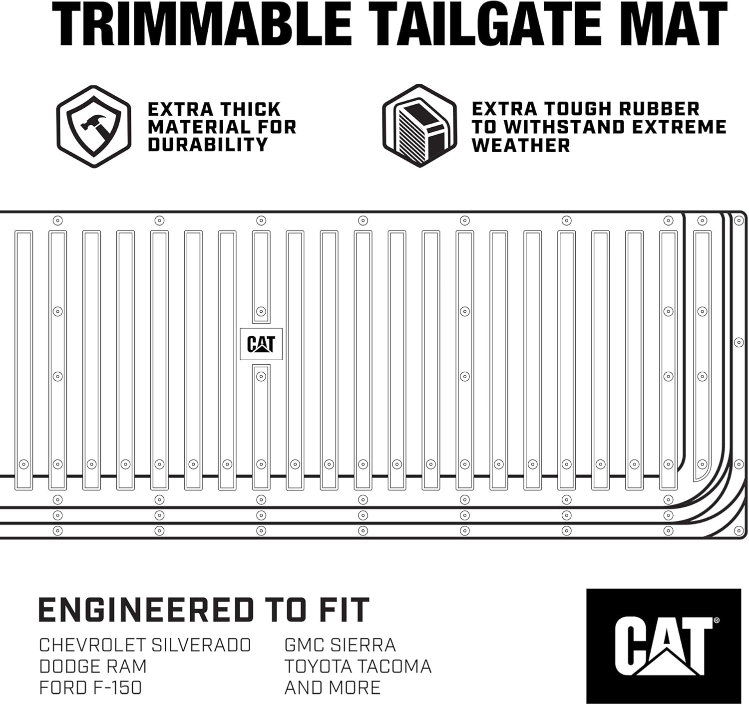 Universal Trim-to-Fit Extra-Thick Rubber Truck Tailgate Mat T229