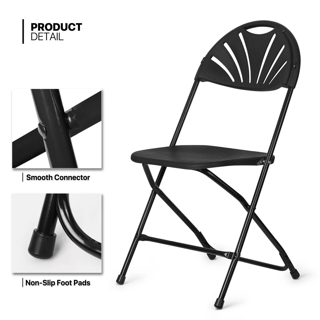 11 Pieces Heavy Duty Utility 8 Ft Folding Plastic Dining Table with Handle and Chair Set Q9539
