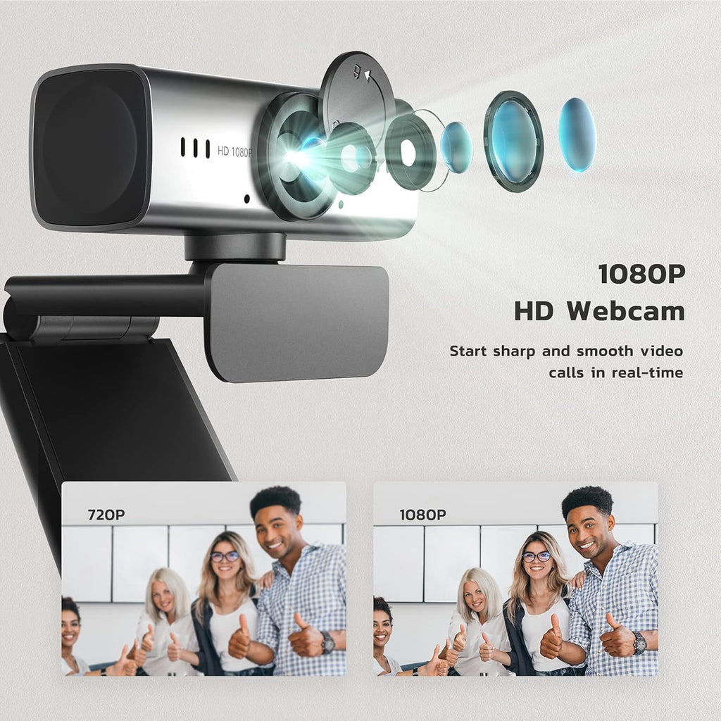 1080P Webcam with Microphone and Privacy Cover, USB Camera, Pack of 2 T692