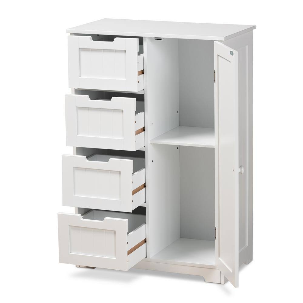 White 4-Drawer Wood Bathroom Storage Cabinet R788152