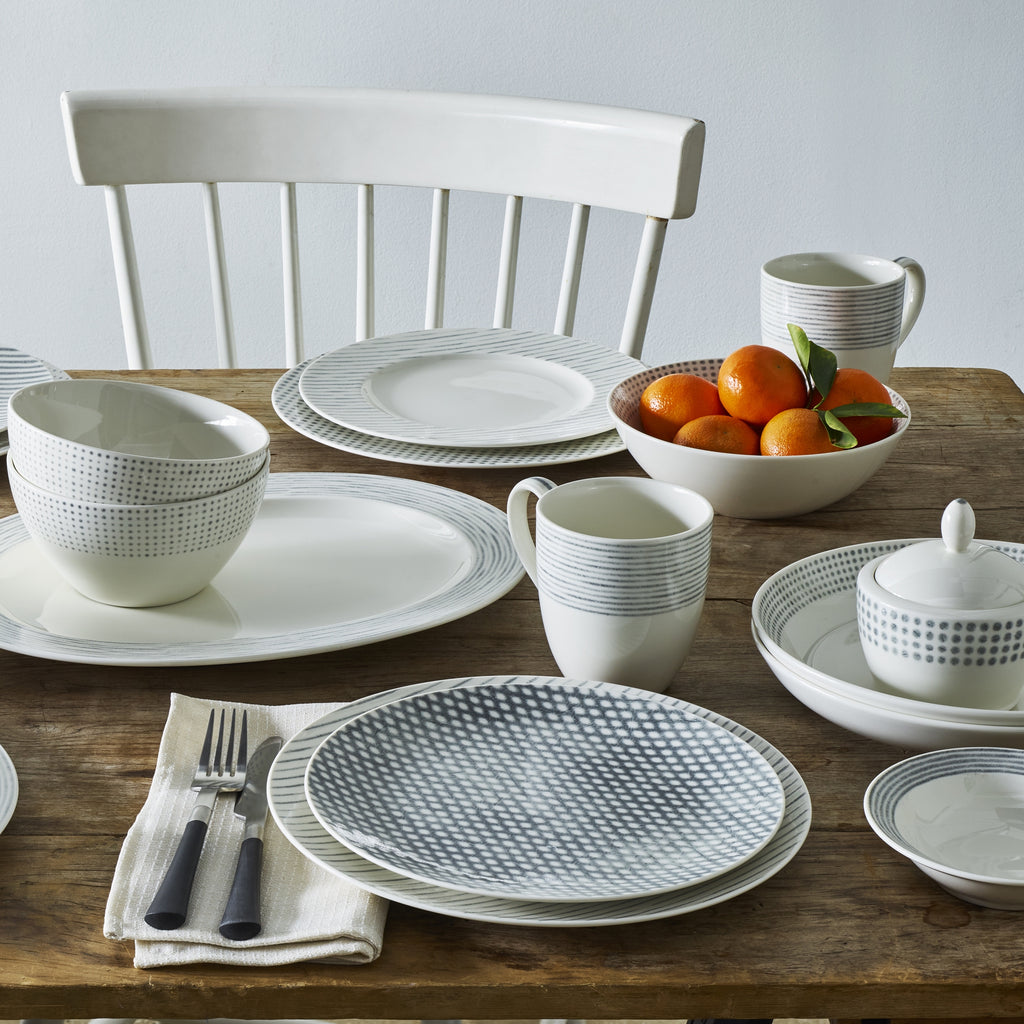 Grey Stripe Dinner Plates Set of 4 K176540