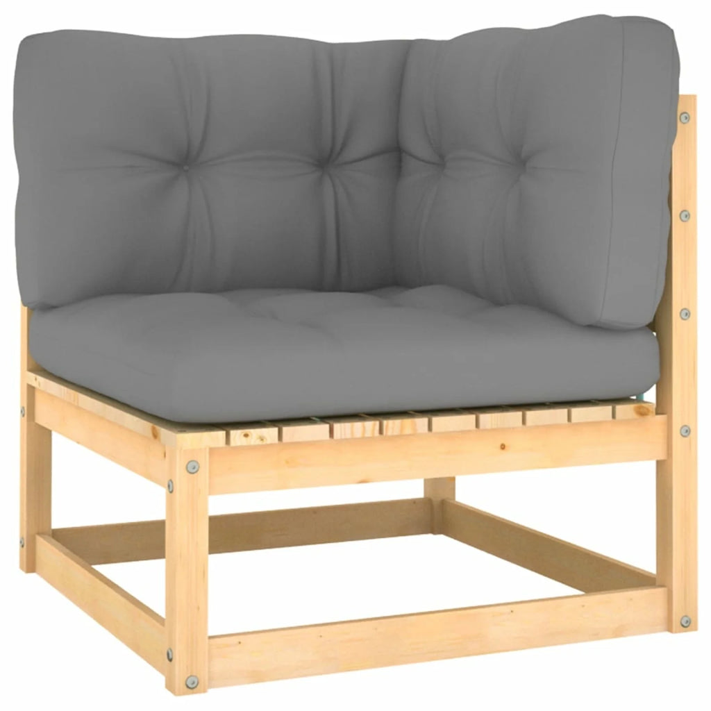 9 Piece Garden Set with Cushions Solid Pinewood Q77928
