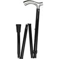 Chrome Plated Slim Line Walking Cane with Folding, Adjustable Black Aluminum Shaft R879154