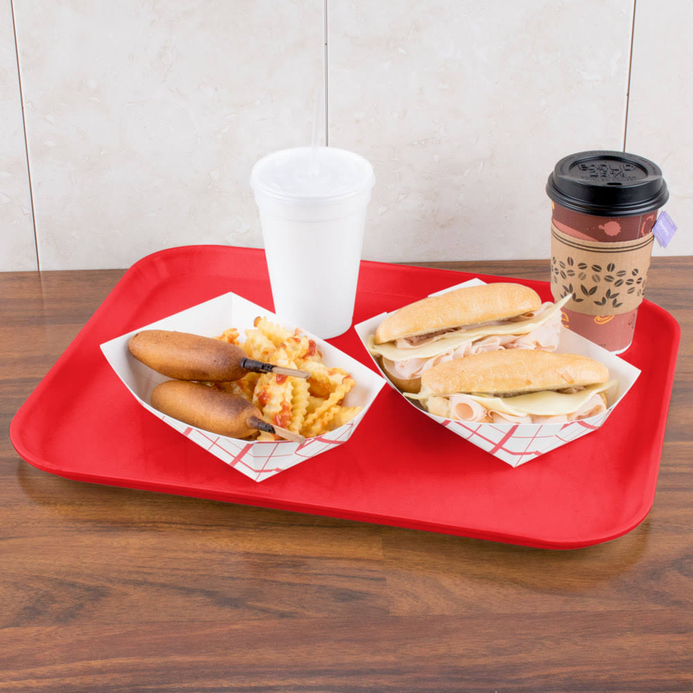 Red Glasteel Fiberglass Cafeteria Tray S4285