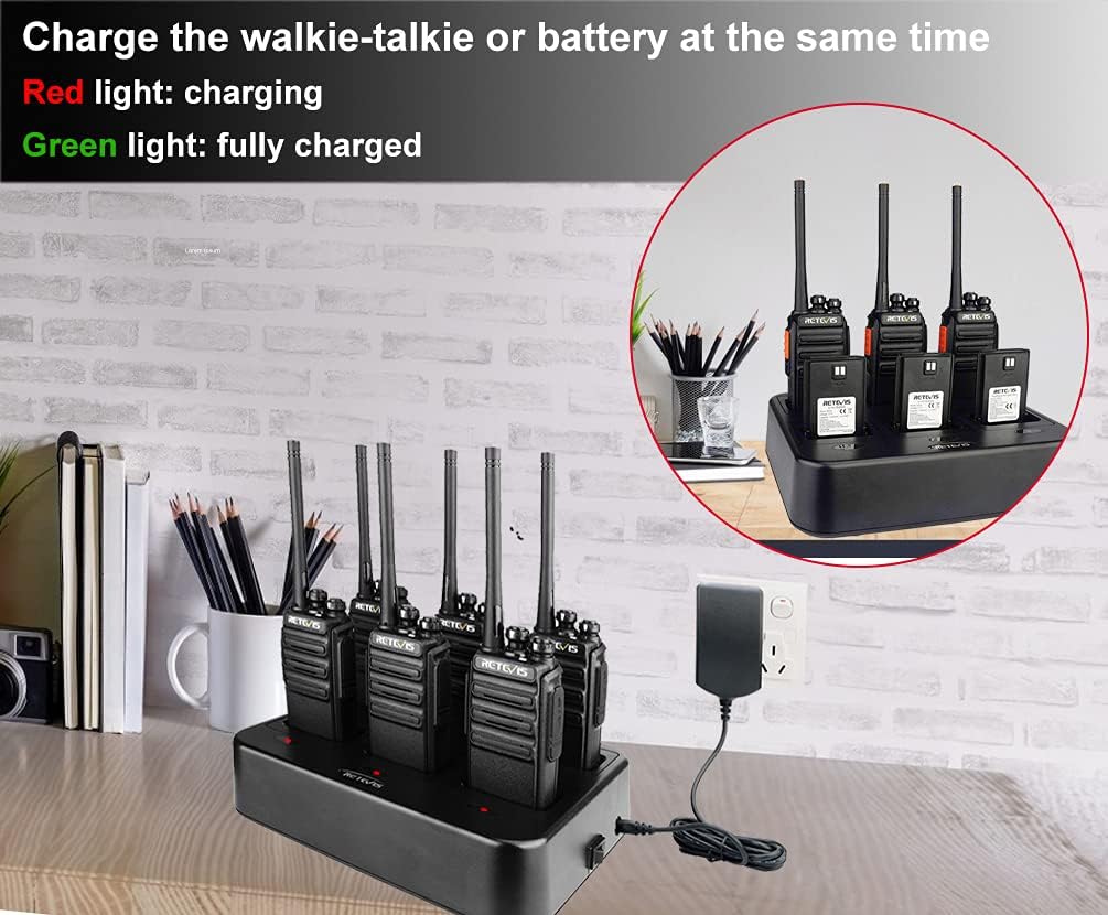 6 Pack Walkie Talkies with Multi Gang Charger S492