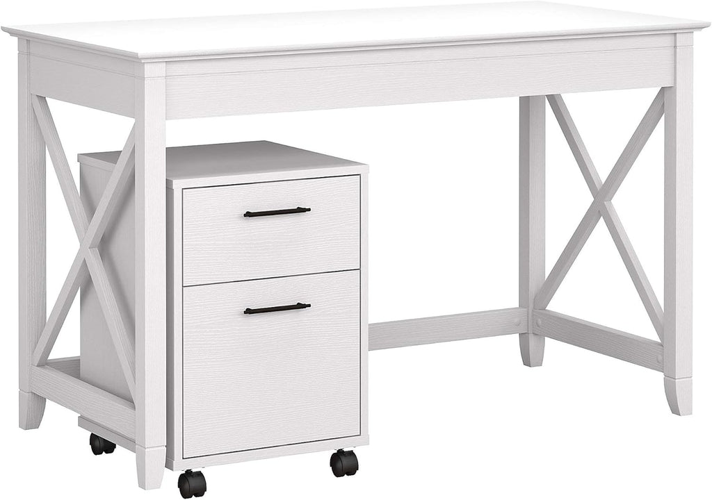 48W Writing Desk with 2 Drawer Mobile File Cabinet in Bing Cherry R924