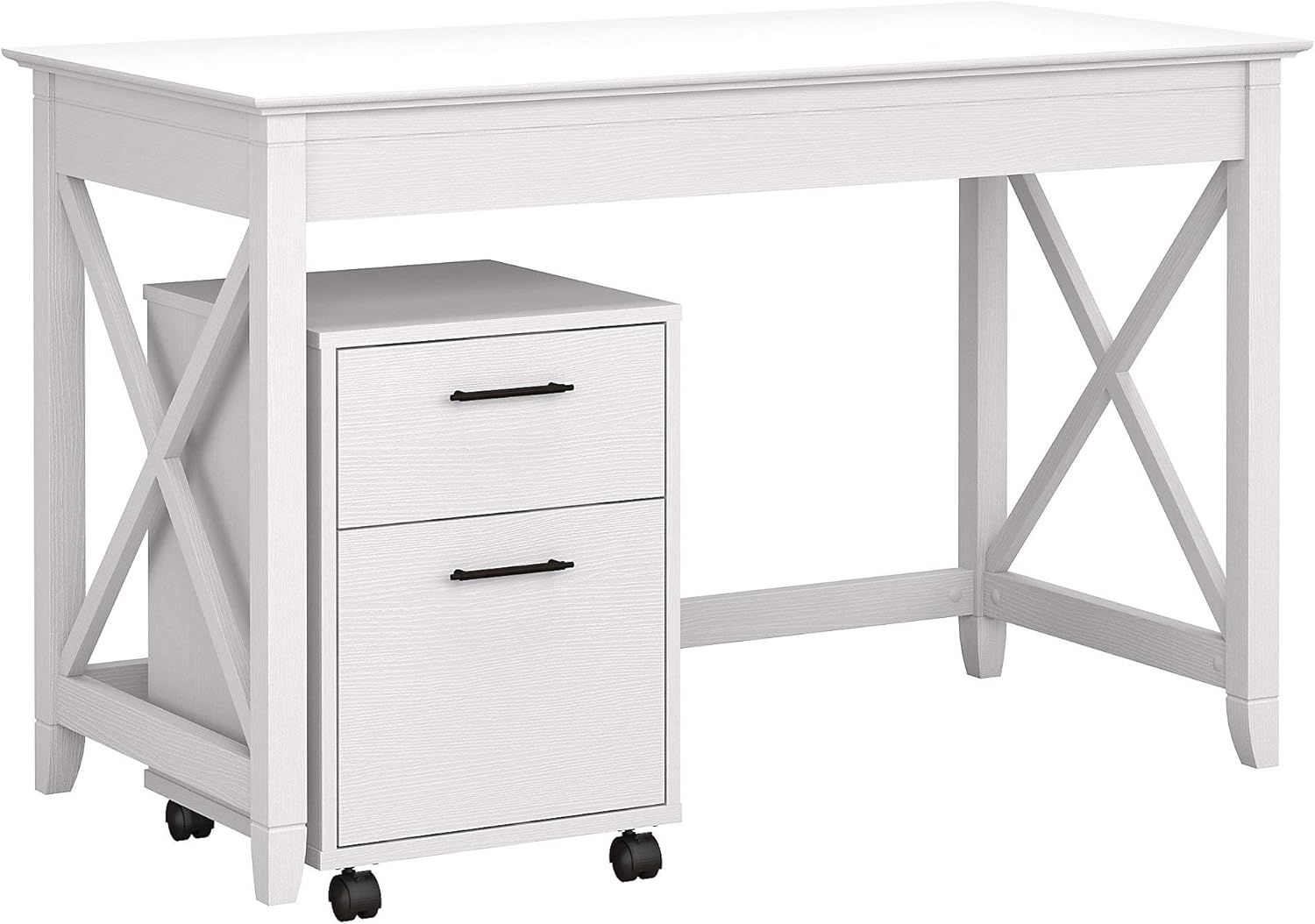 48W Writing Desk with 2 Drawer Mobile File Cabinet in Bing Cherry R924