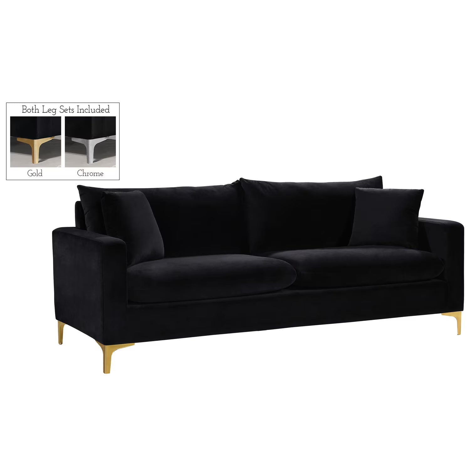 Black Velvet Sofa B7783