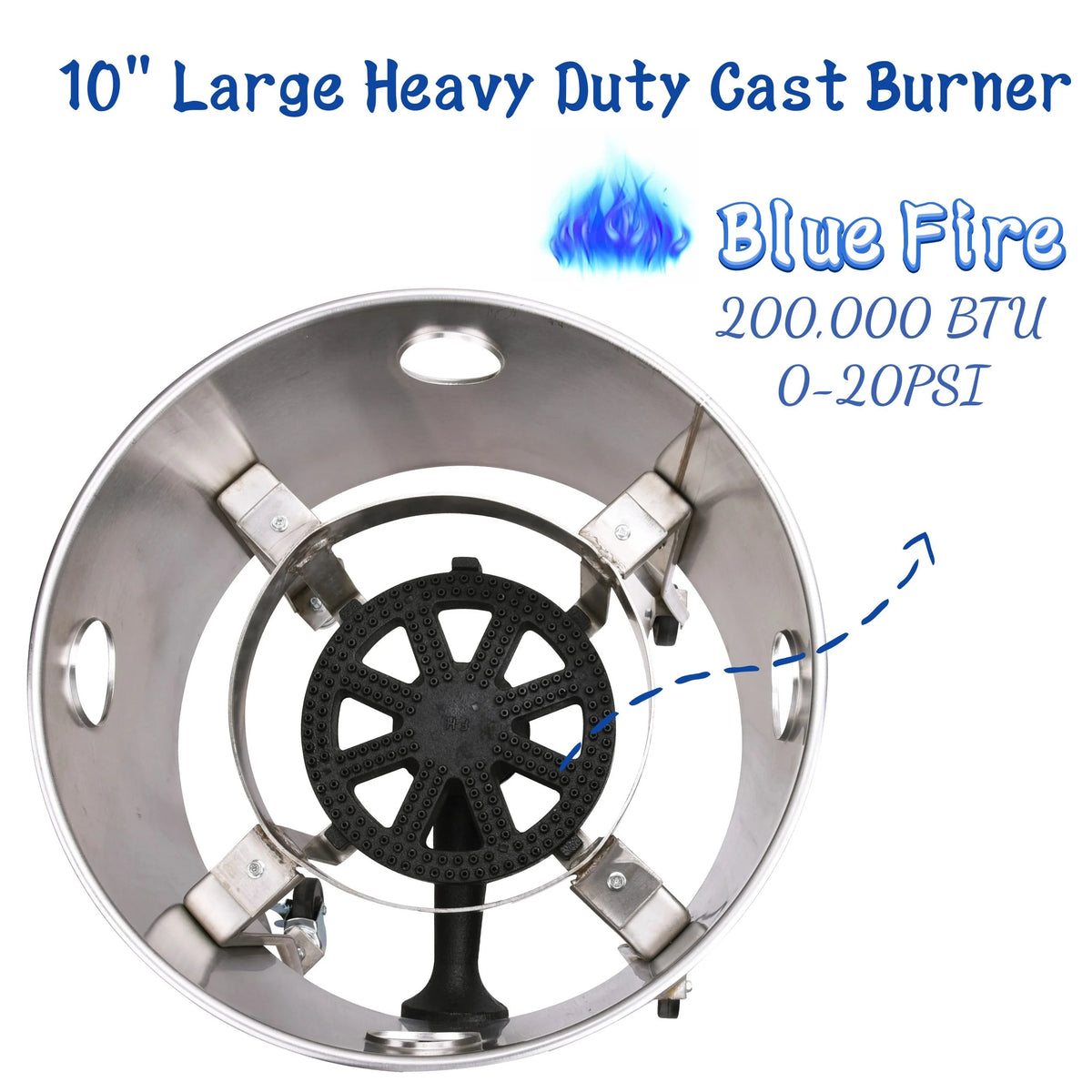 Stainless Steel Propane Burner Turkey Fryer with Wheels 200,000 BTU C9097