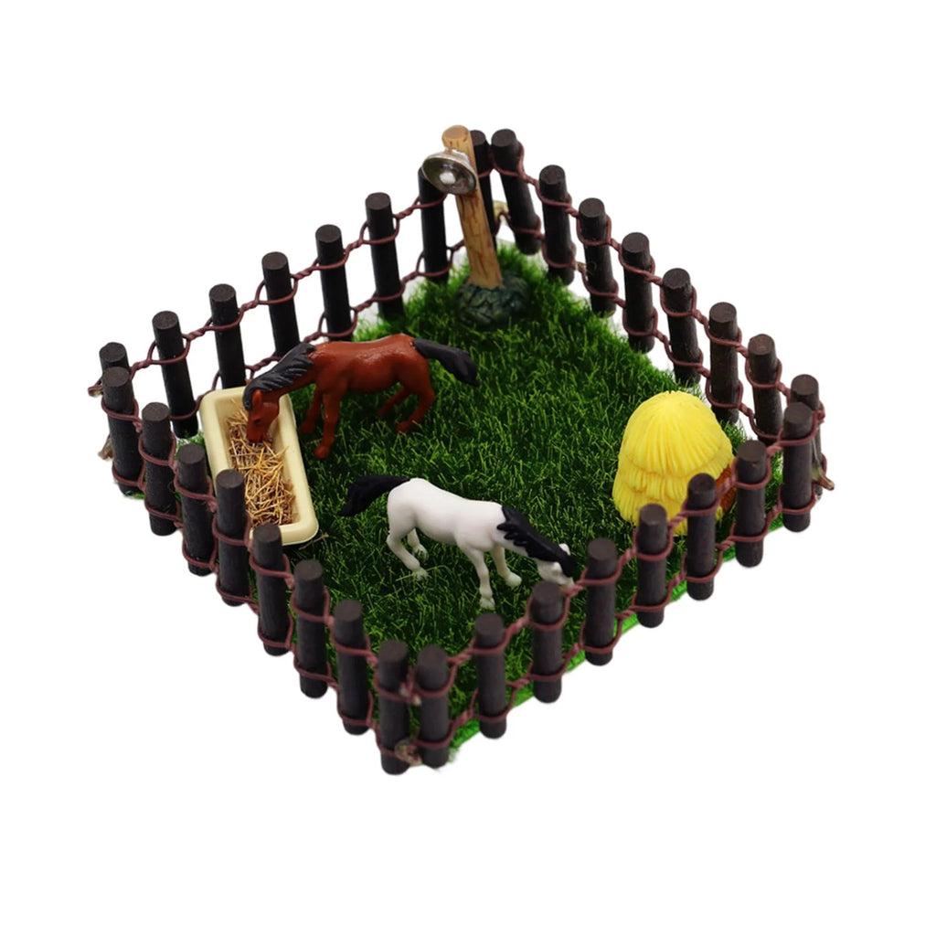 1/12 Scale Horse Stall Horse Barn Set with Fence Toy Figures G4055