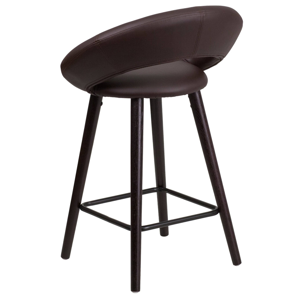 Brown Counter Stool with Wood Base (1 Stool) R840