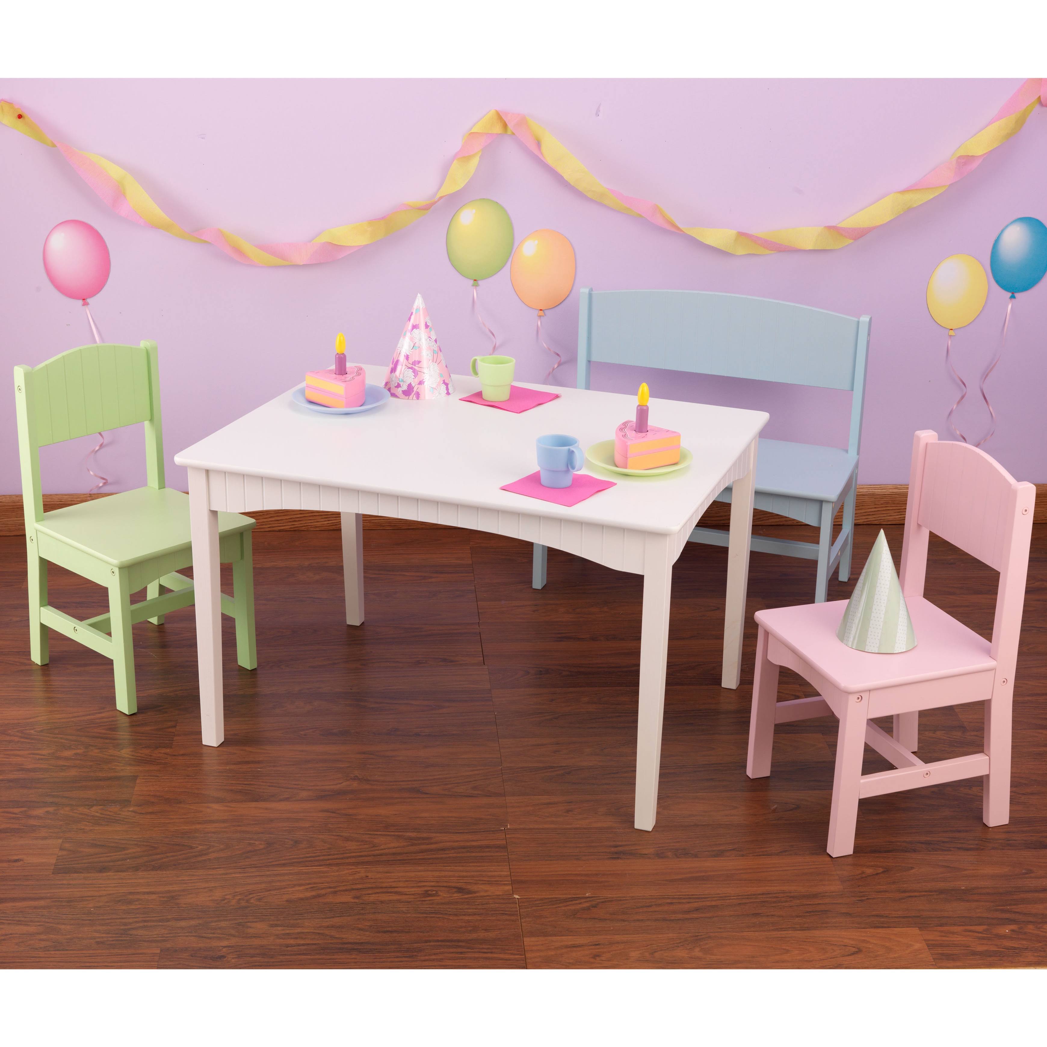 Pastel Table with Bench and 2 Chairs S699595