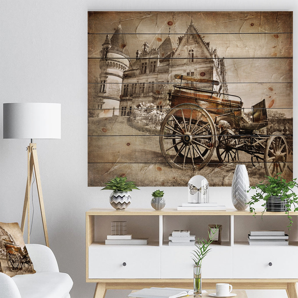 Vintage Print on Natural Pine Wood N946268