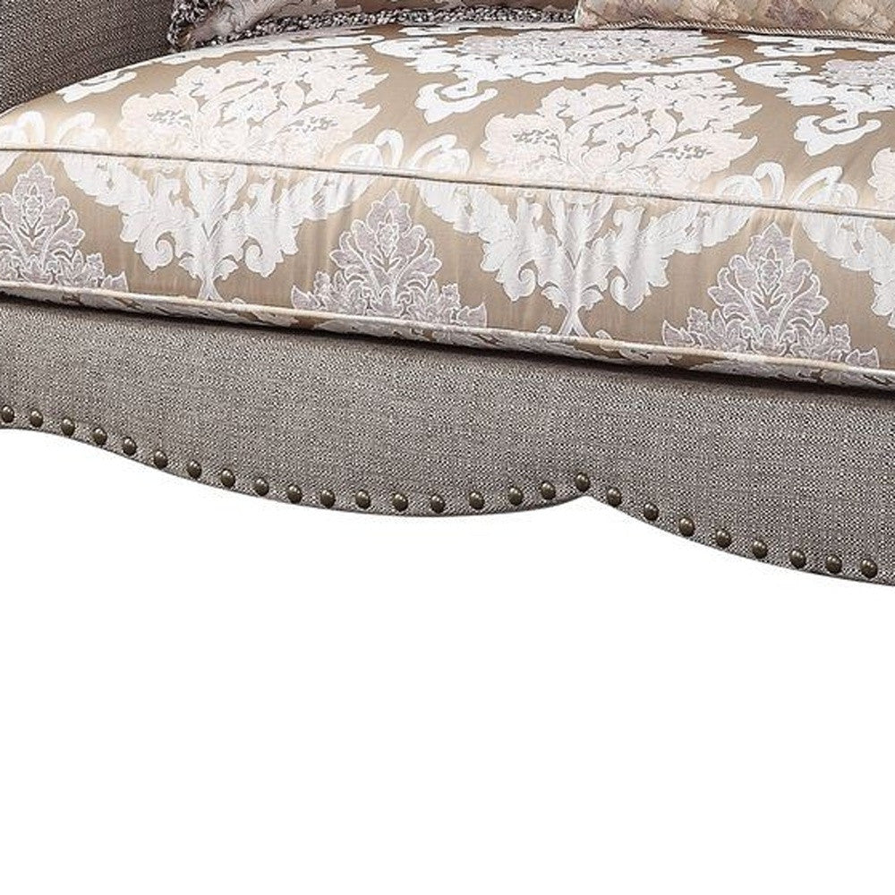 Beige Linen Love Seat Sofa with Toss Pillows V72494