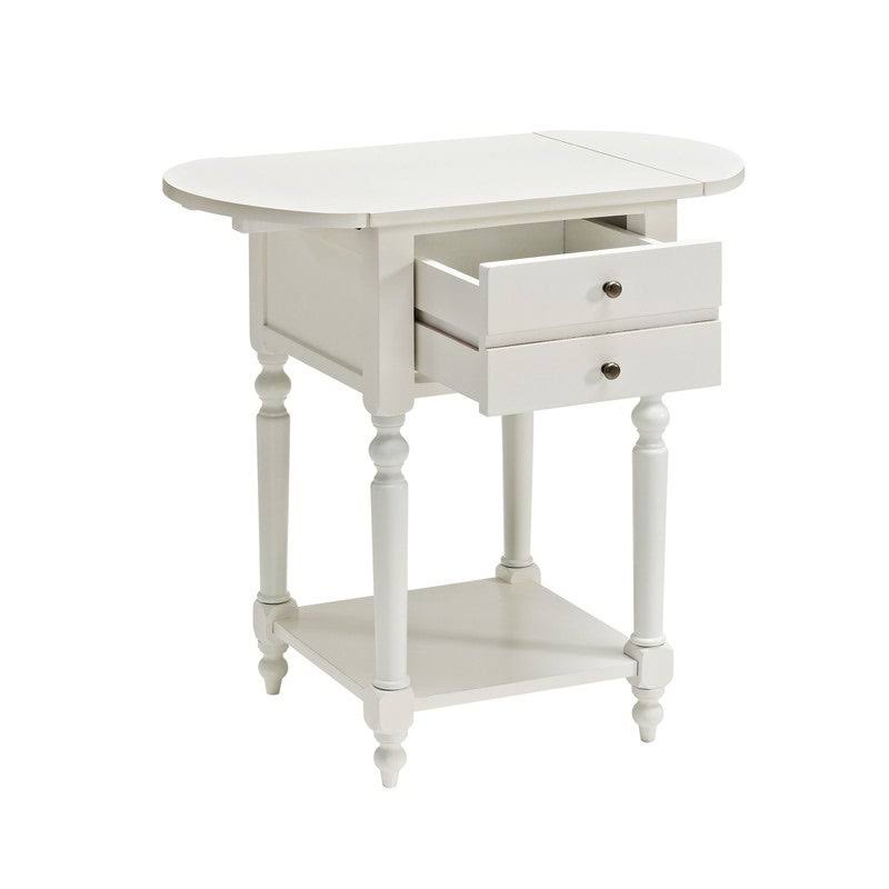 White Accent Table with Dropleaf X299