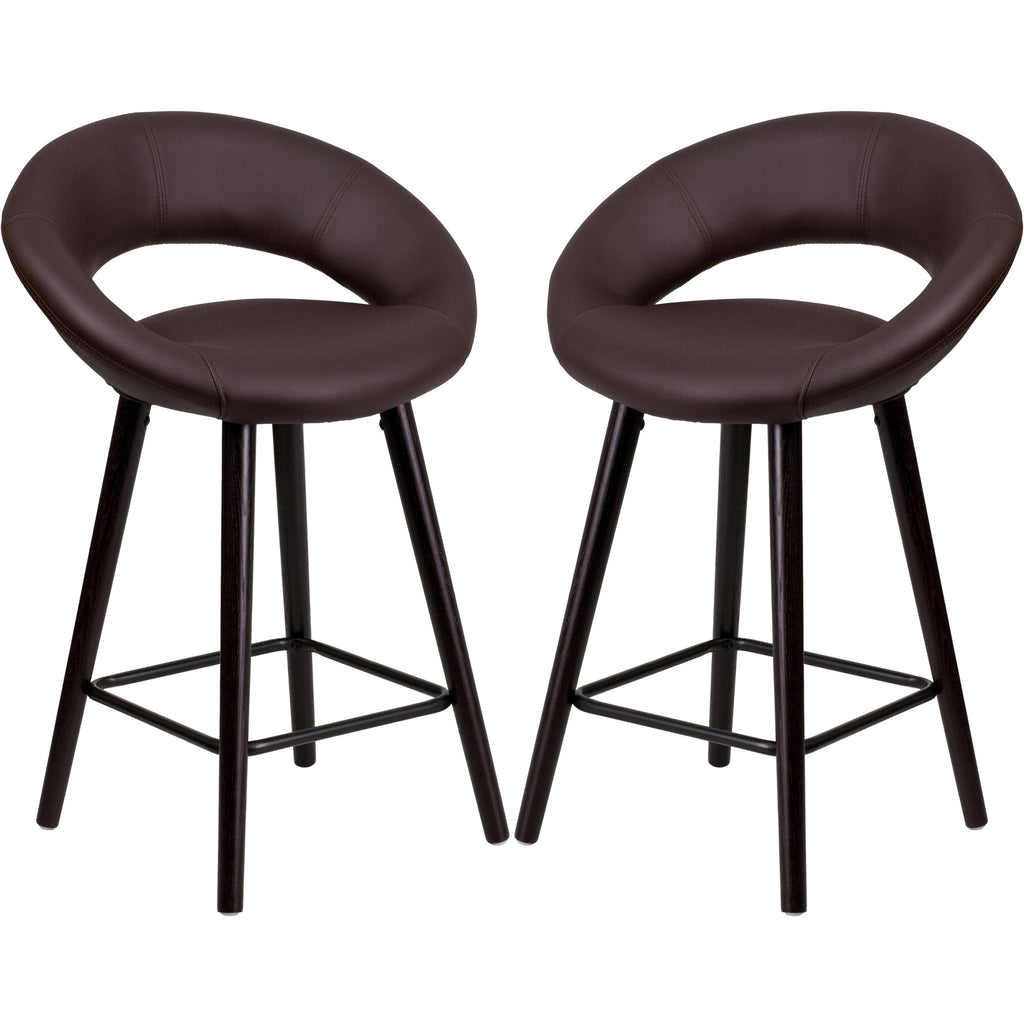 Brown Counter Stool with Wood Base (1 Stool) R840