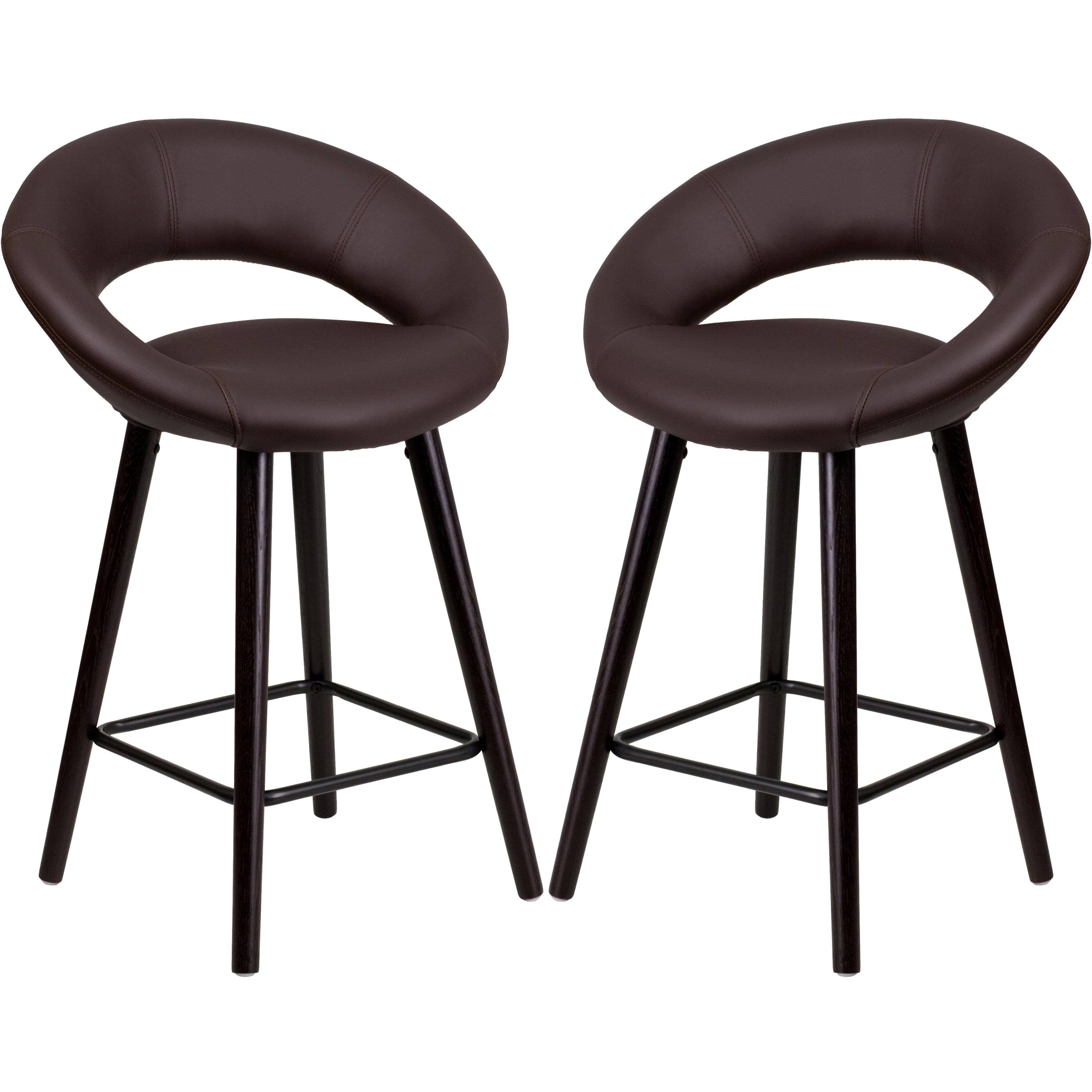 Brown Counter Stool with Wood Base (1 Stool) R840