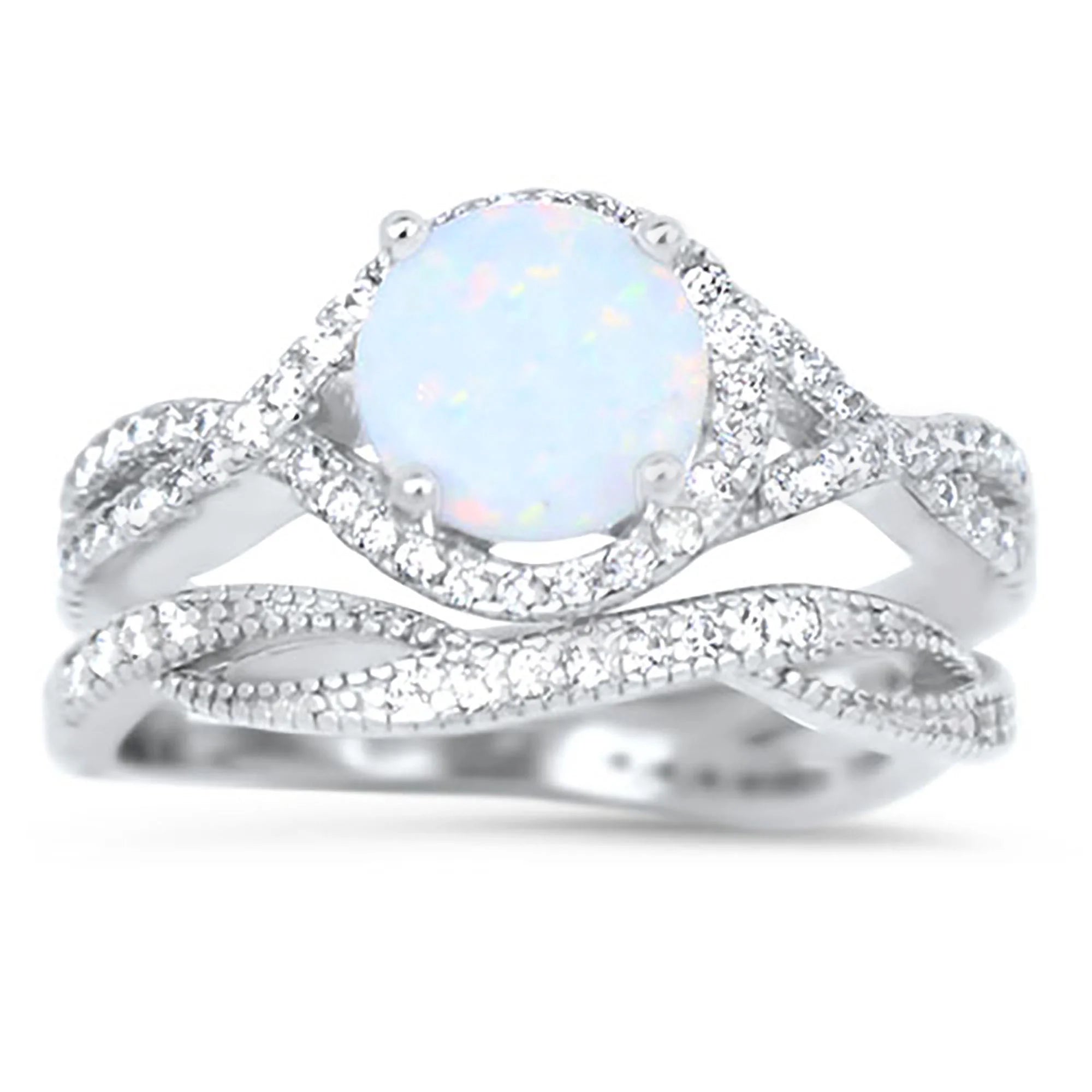 Sterling Silver Wedding Rings Bridal Set M761