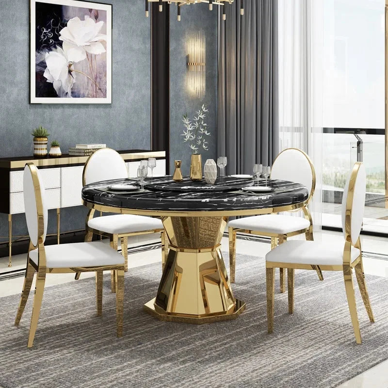 Marble Round Table with Turntable X196889