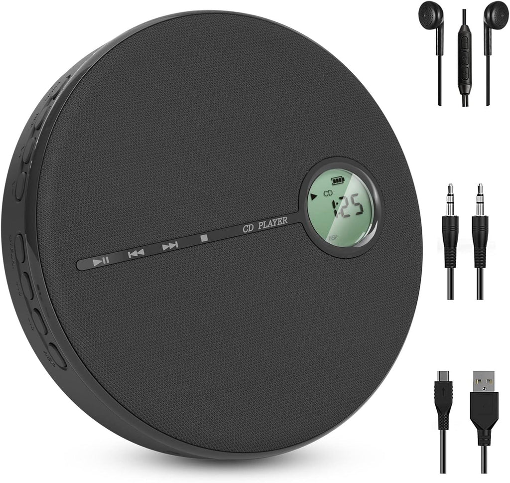 Rechargeable CD Player with Bluetooth, Black, Pack of 2 J969