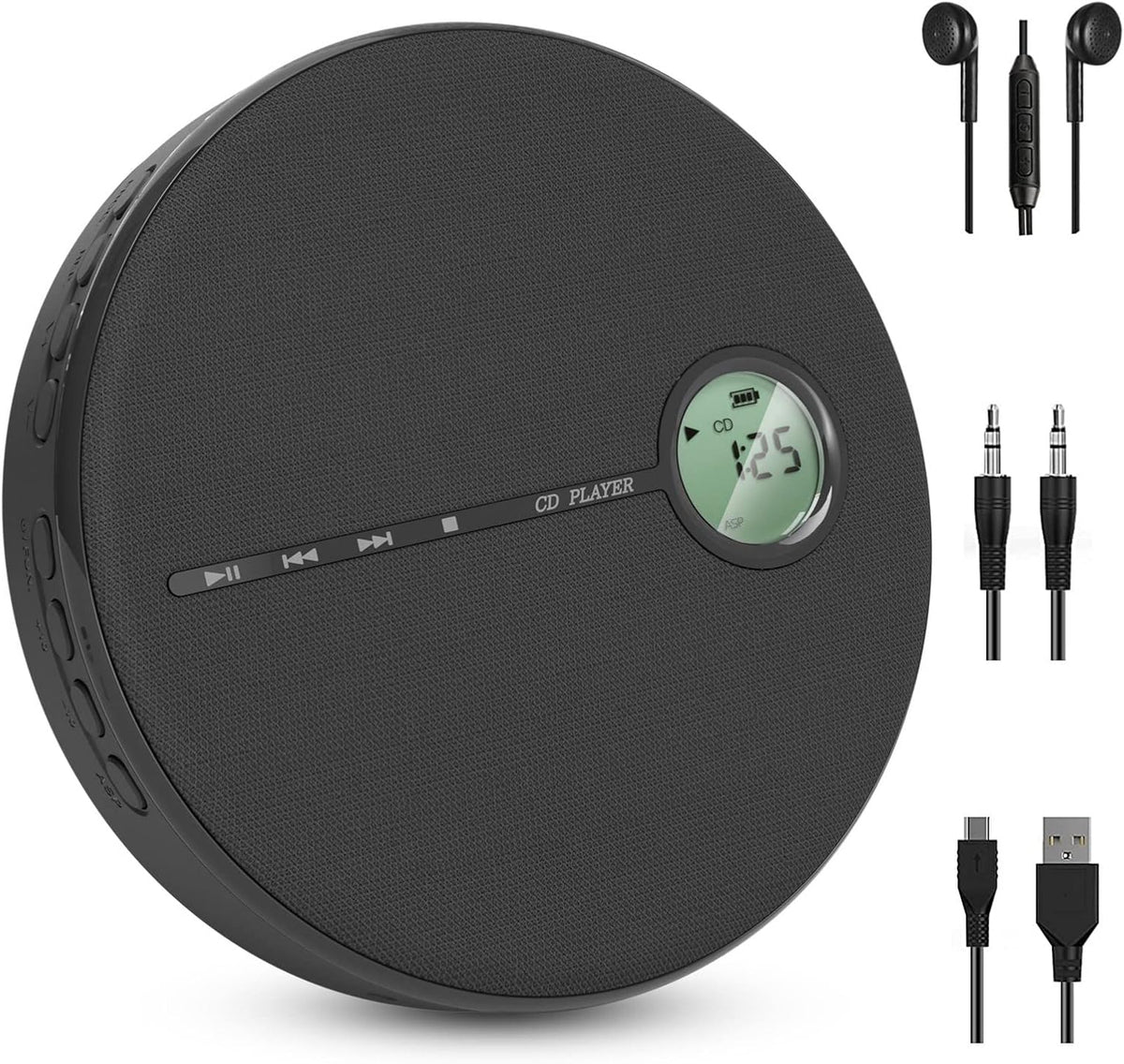 Rechargeable CD Player with Bluetooth, Black, Pack of 2 J969