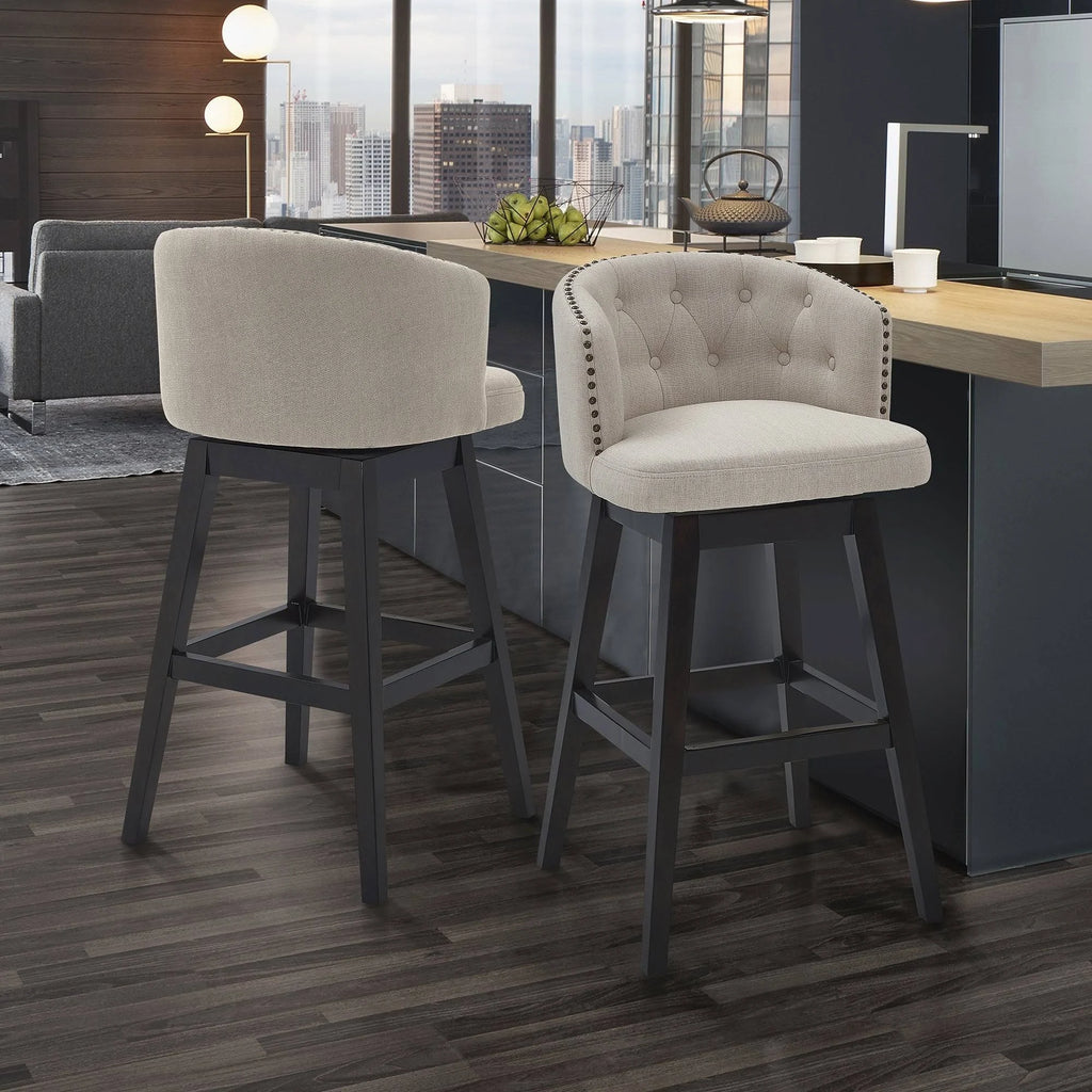 Tan Wood Swivel Barstool H53119