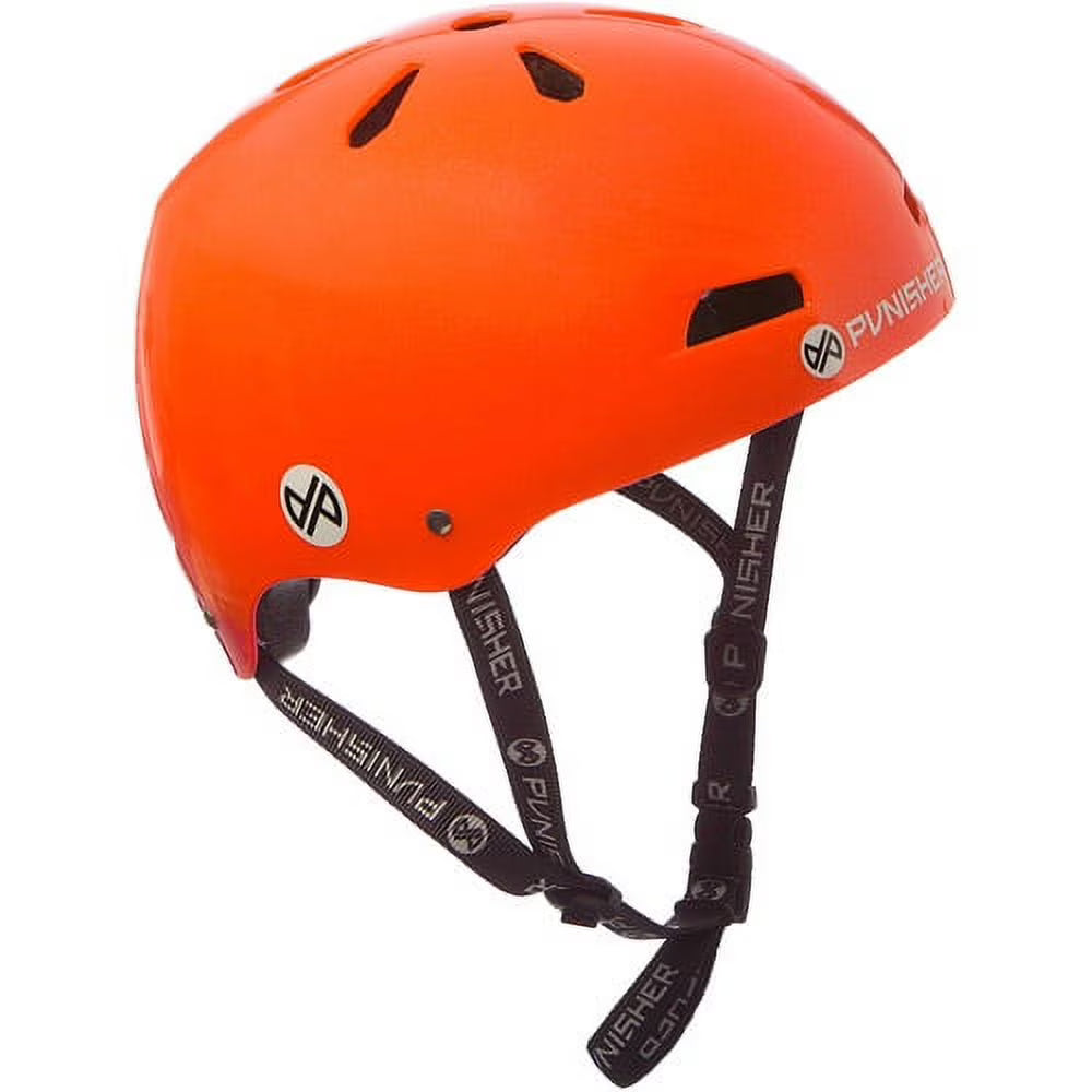Metallic Flake Neon Orange Skateboard Helmet B389
