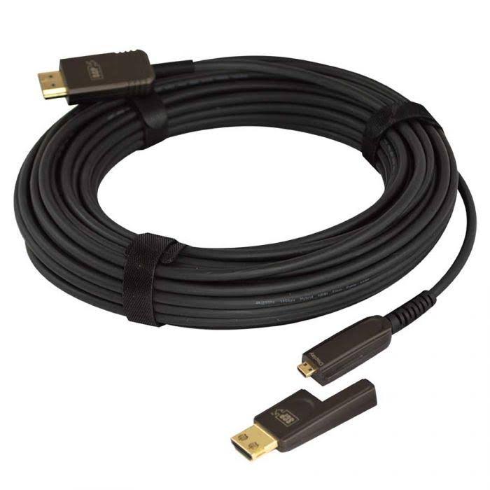 4K HDR HDMI 2.0 Cable Fiber/Copper Hybrid with Detachable Connector CL2 In-Wall Rated P454