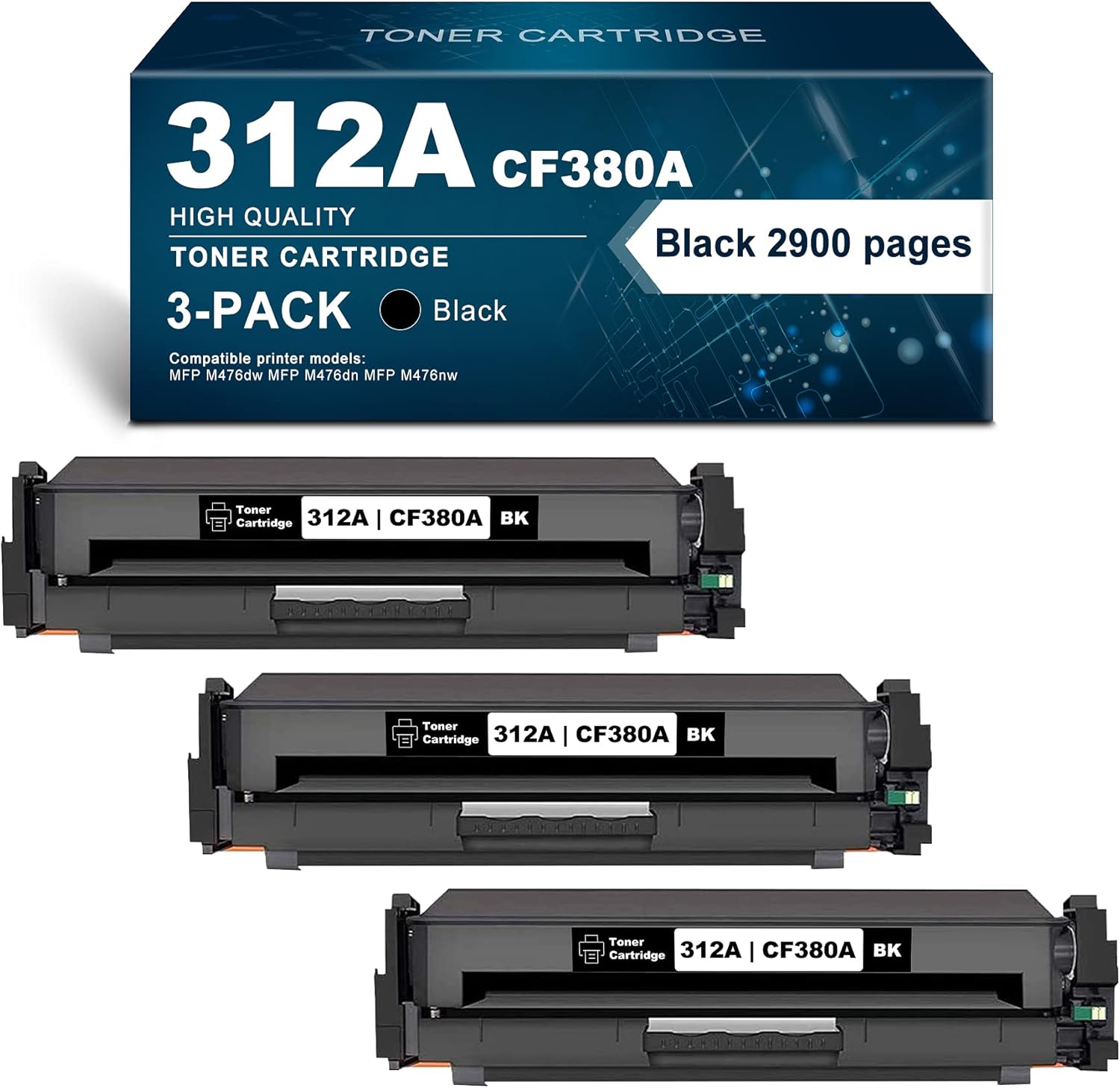 312A Toner 3 Pack Compatible Remanufactured Ink Cartridge Y2380