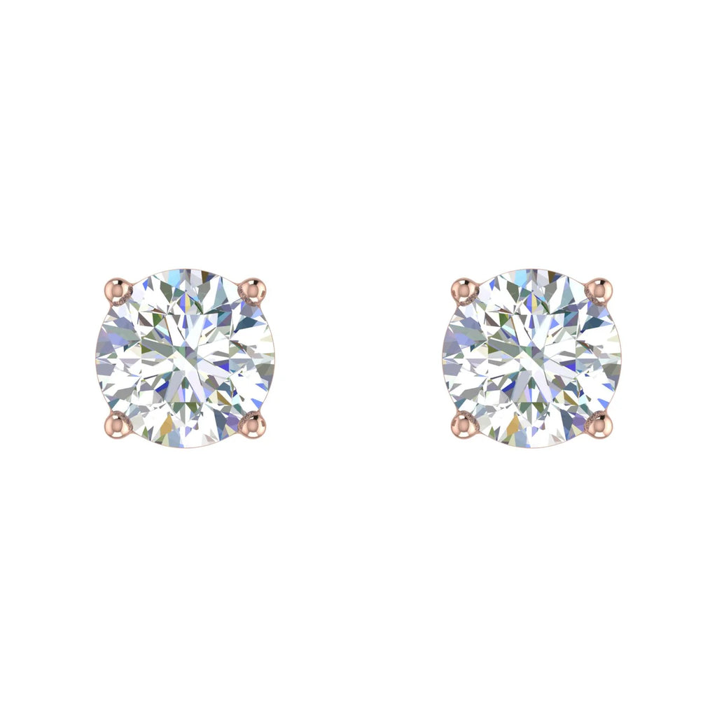 1/2 Carat Natural Round Diamond Stud Earrings in 14K Gold (Screw Back) X1926