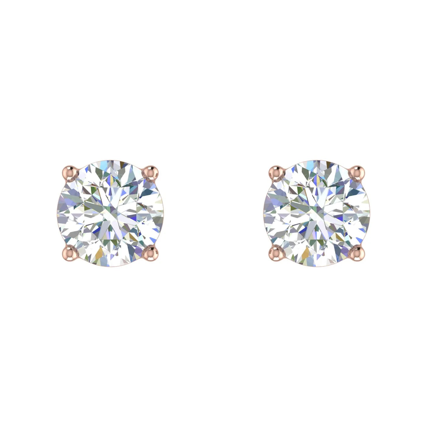 1/2 Carat Natural Round Diamond Stud Earrings in 14K Gold (Screw Back) X1926