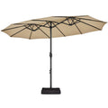 Tan 13ft Patio Umbrella with Solar Lights B6254