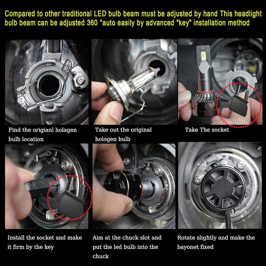 240W 28800LM 9005/HB3 H1 LED Headlight Bulbs Combo Conversion Kit, 6000K White, 4 Pack C411