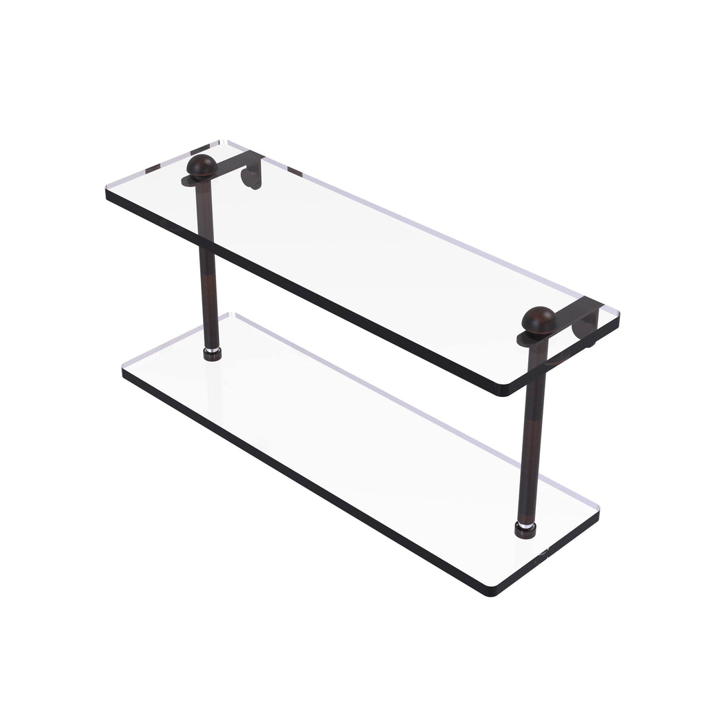 16 inch Two Tiered Glass Shelf Venetian Bronze R6004