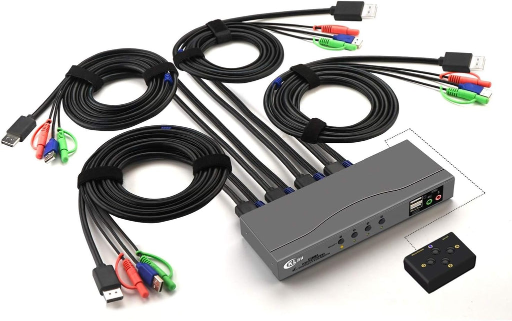 4Kx2K@60Hz DP 1.2 Dual Port Displayport KVM Switch with Audio and Cables Z251