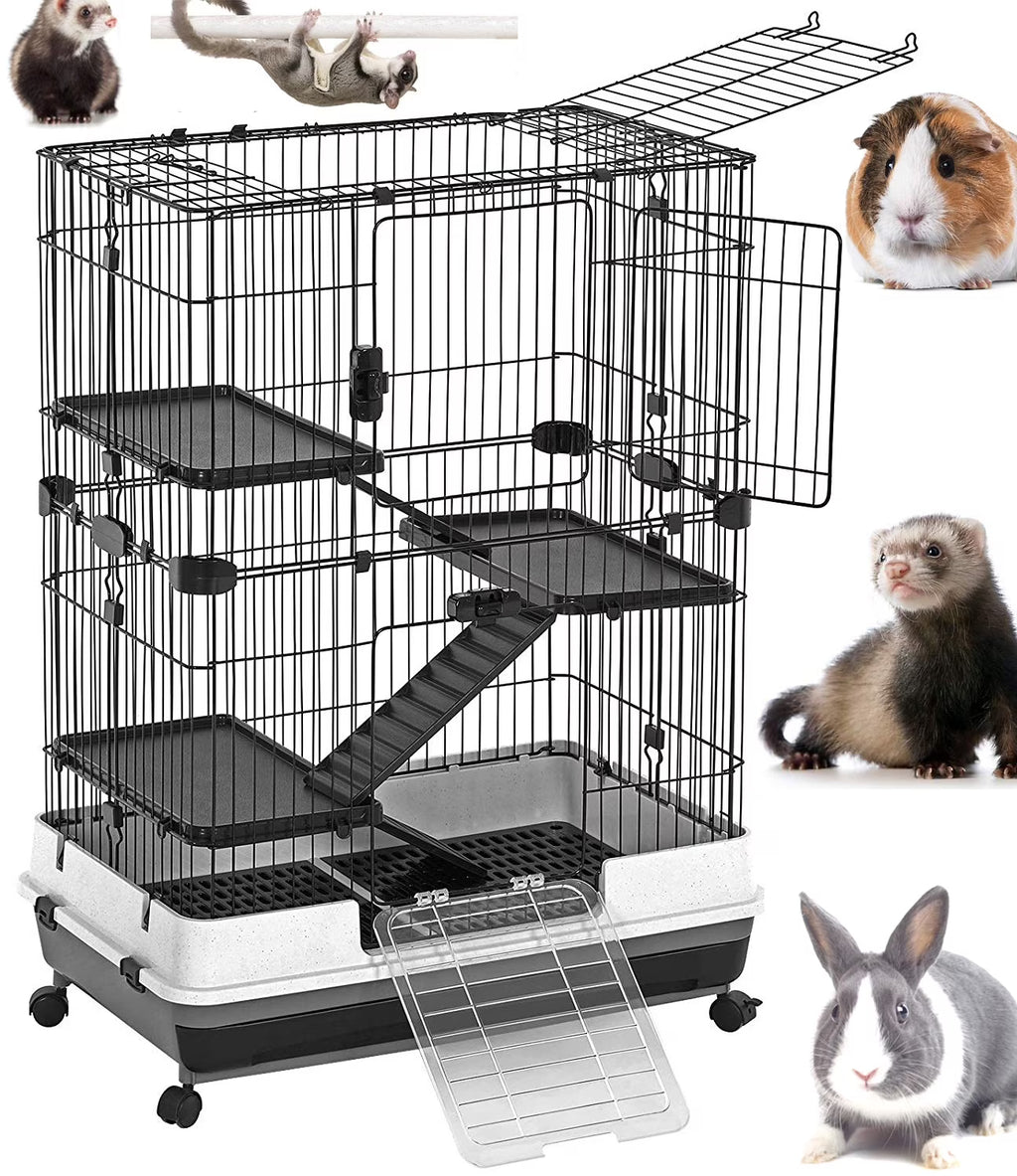 X-Large 43” 4-Story Indoor/Outdoor Rabbit Guinea Pig Hutch Cage with Washable Tray I464