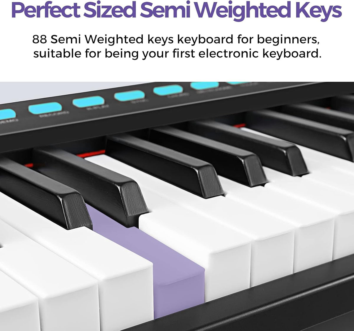 88-Key Semi-Weighted Electronic Keyboard Piano with X-Stand, Sustain Pedal, Power Supply, Carrying Case R22195